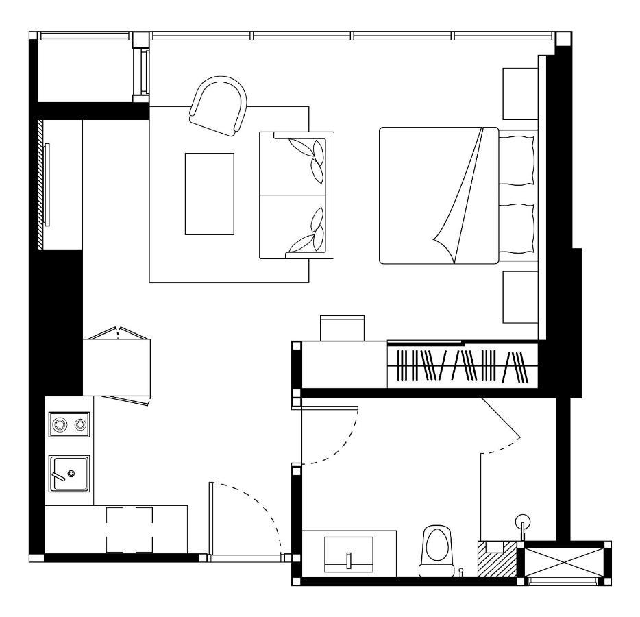 Somerset Rama 9 Бангкок Экстерьер фото A floorplan of a typical studio apartment